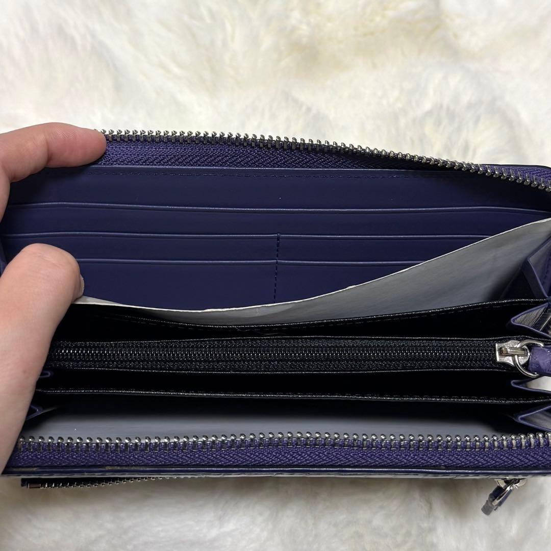 リアルクロコダイルレザー長財布　パープル　シャイニング　光沢　鰐革　ワニ　紫色