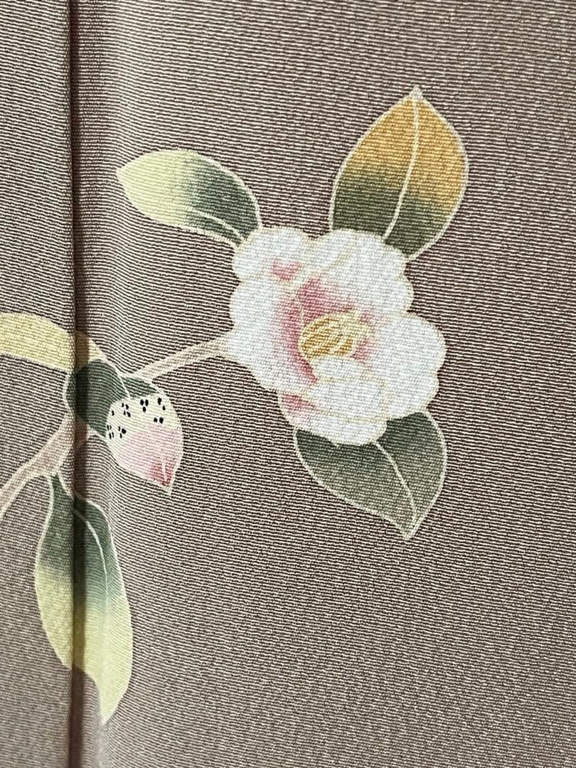 【訪問着】京加賀友禅　松本健一　優美な手描き友禅　亜麻色　＋　身幅直し