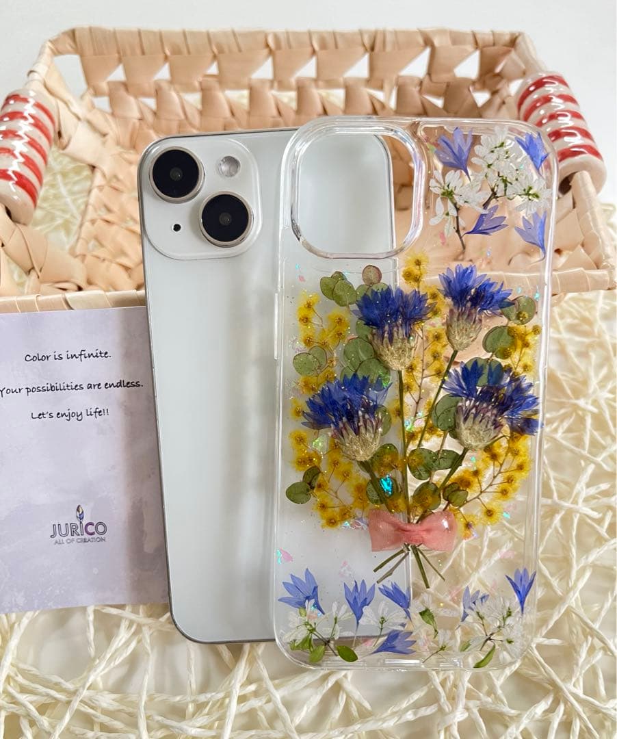 フルオーダーメイドのハンドメイド押し花スマホケース　全機種対応