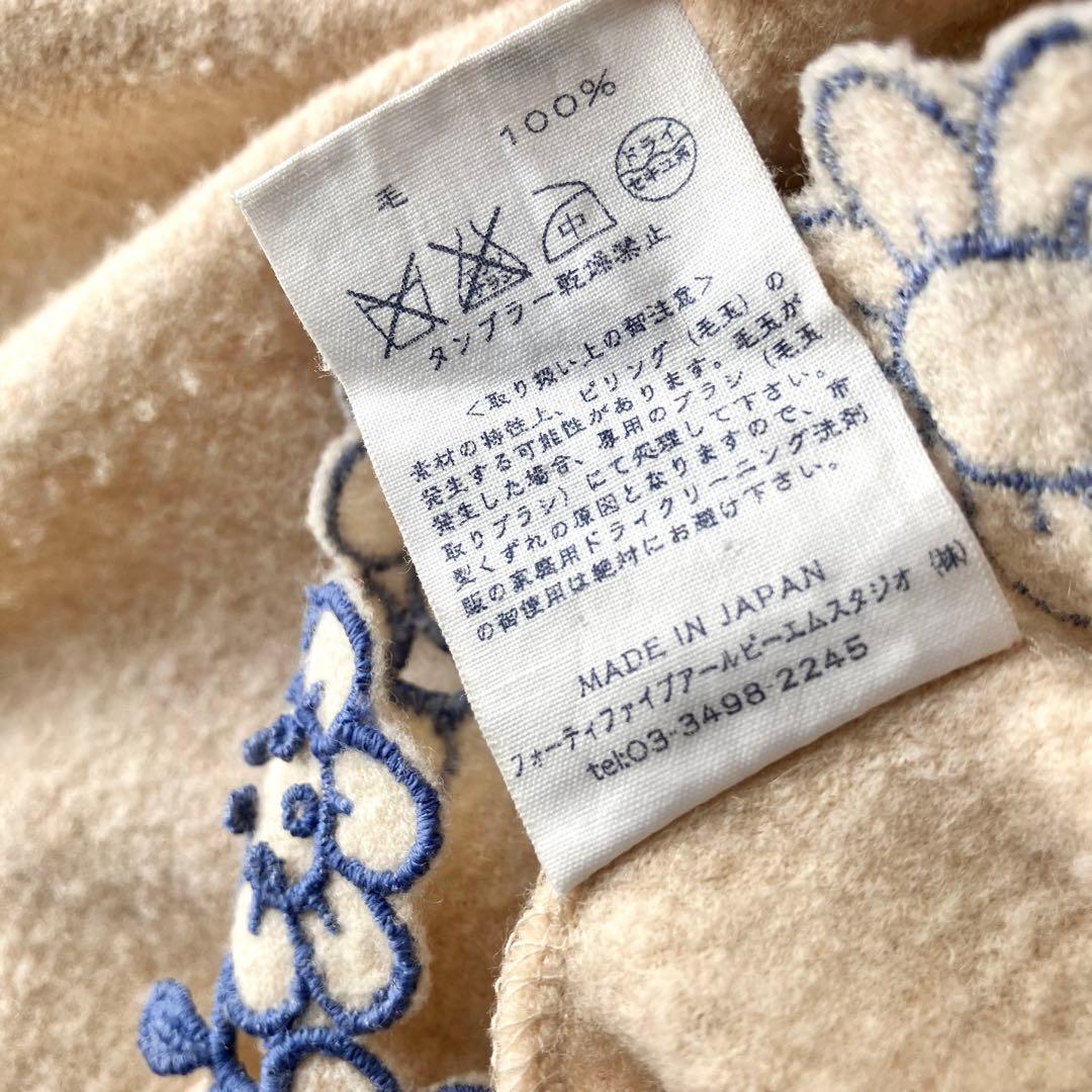 45R 縮絨ウール 裾刺繍 オーバーサイズチュニックプルオーバー トップス