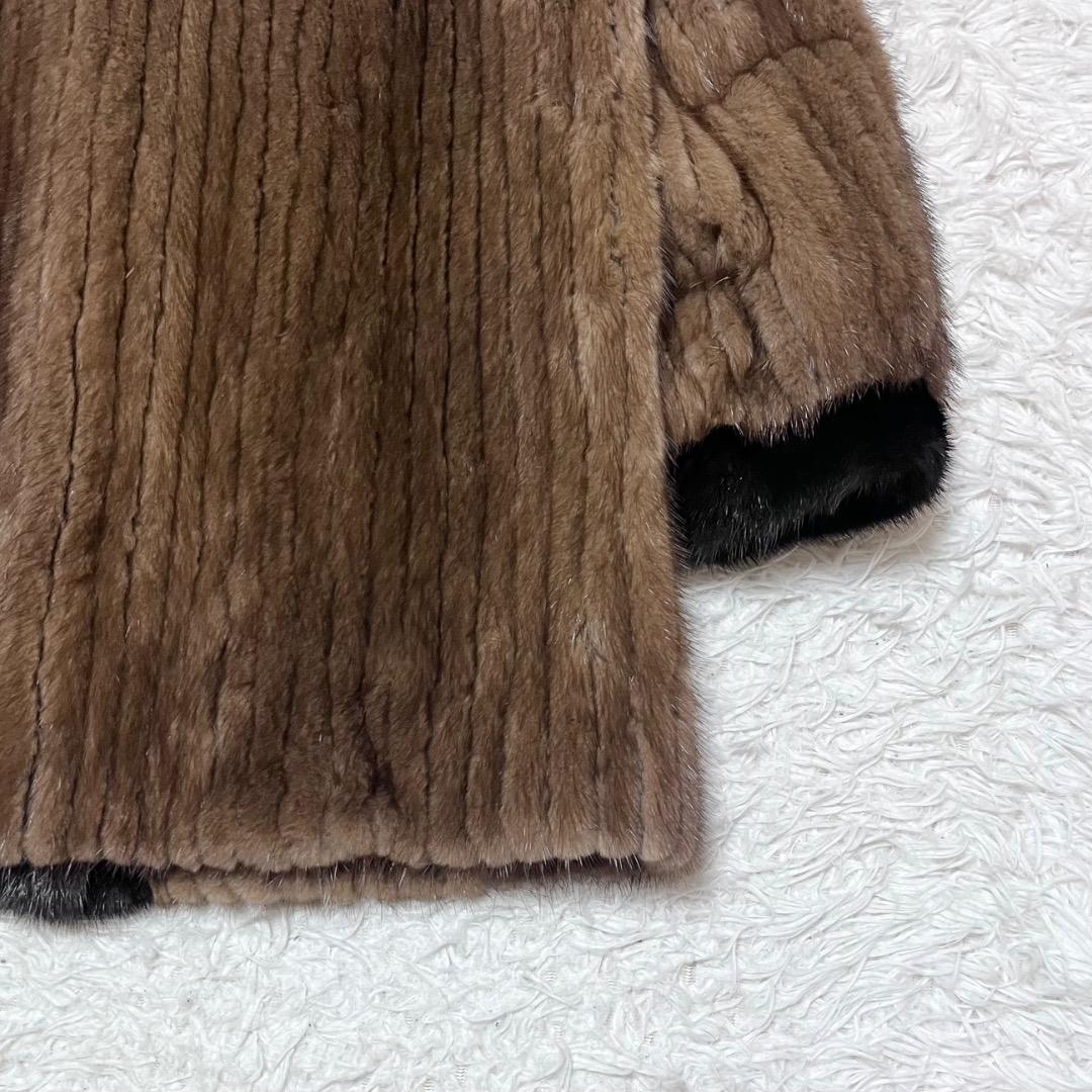 SAGA MINK サガミンク ファートリミング 毛皮コート ショールカラー