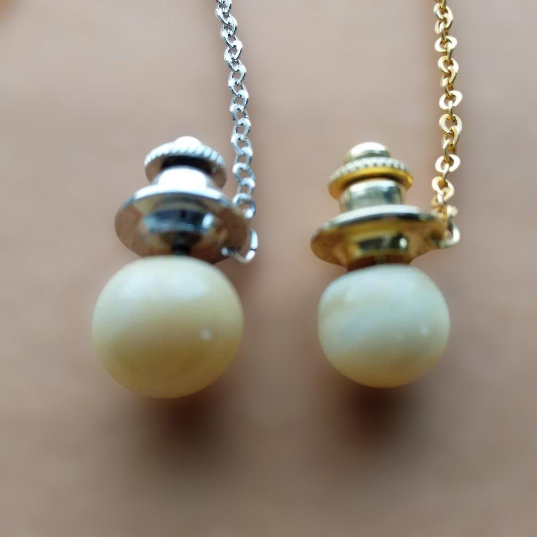 鯨歯　マッコウクジラ　牙玉 ネクタイピン　ドーム型　10個セット（箱なし）