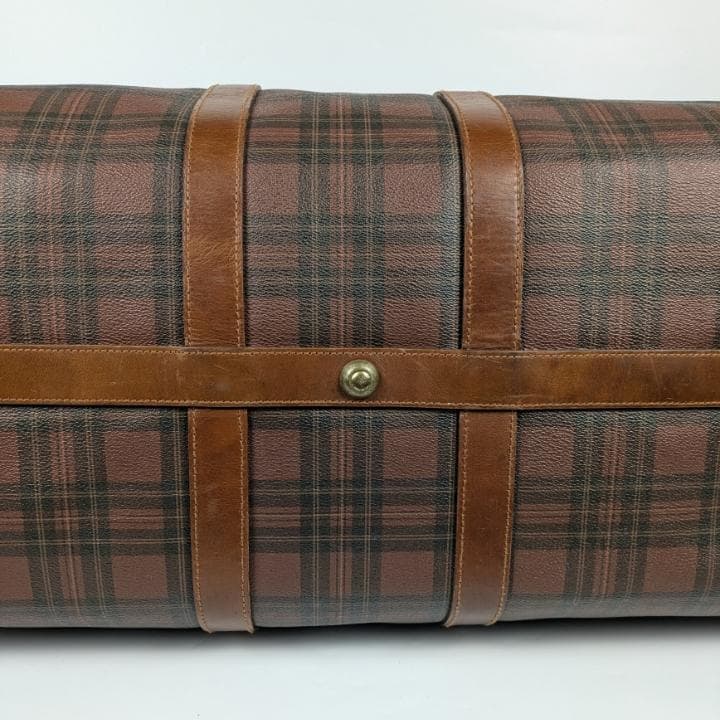 【希少色 】ポロラルフローレン ボストンバッグ ブラウン チェック柄 PVC