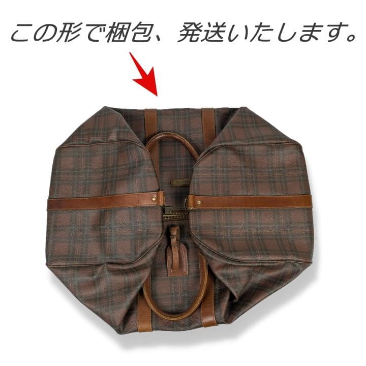 【希少色 】ポロラルフローレン ボストンバッグ ブラウン チェック柄 PVC