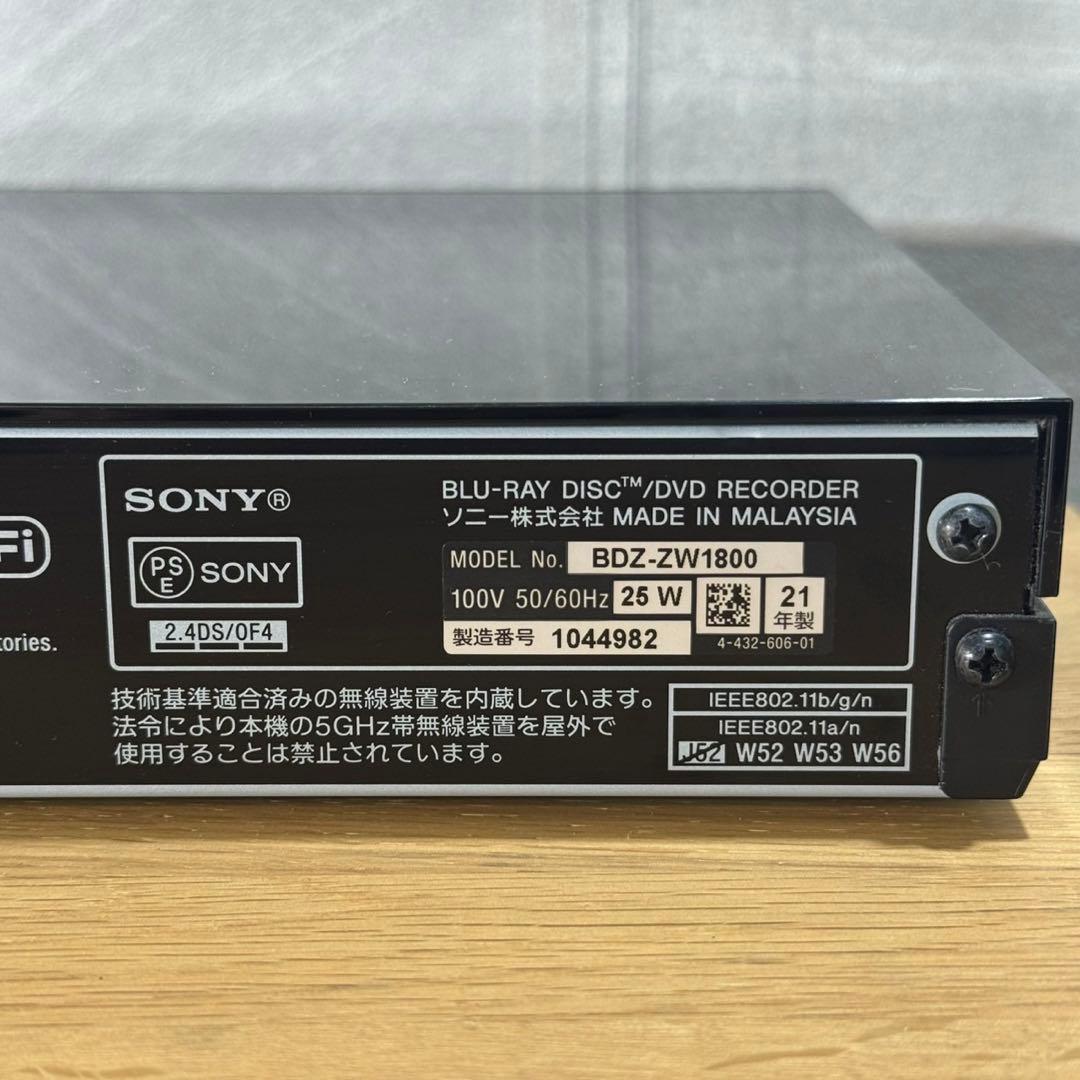 SONY ブルーレイレコーダー BDZ-ZW1800 1TB 4K d4772