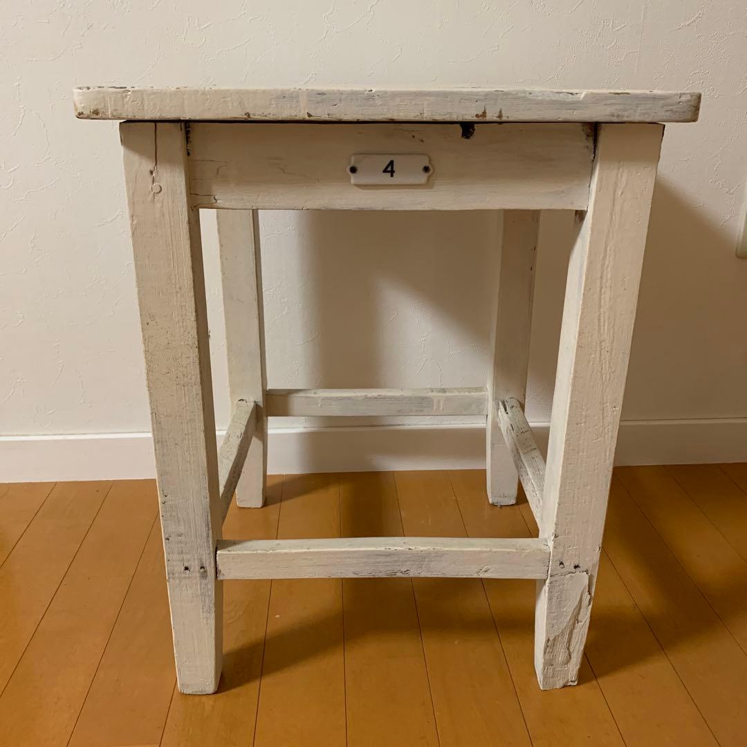 イギリス　アンティーク　スツール　チェア　陶器ナンバープレート付き