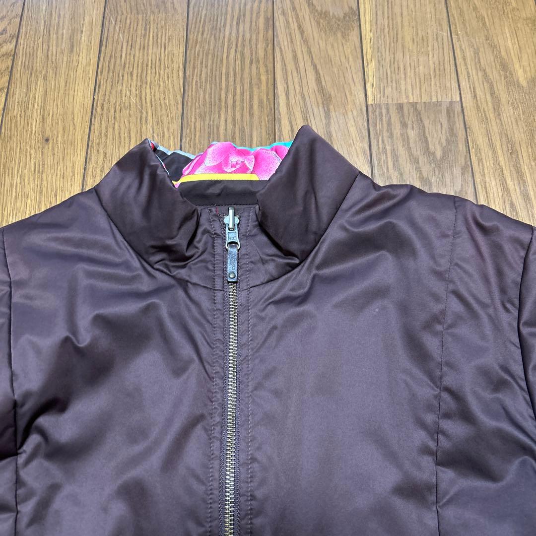 【美品】レオナール リバーシブル 中綿ジャケット ブルゾン花柄/ブラウン 42