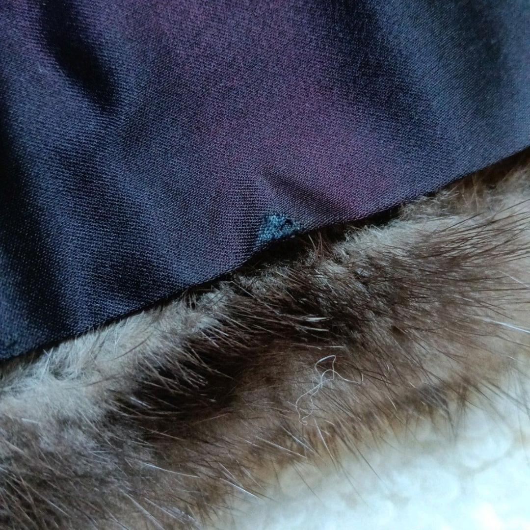 【着丈108】日本EMBA　エンバ　ブルーアイリスミンク毛皮コート　刺繍入り