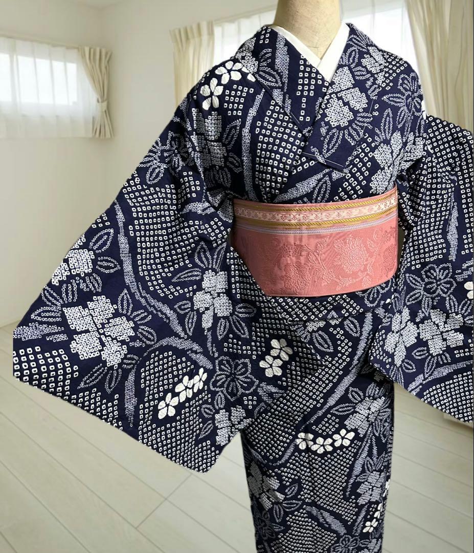 2点セット 希少サイズ‼️トールサイズ身幅大‼️新品美品　有松鳴海絞り浴衣 藍染に白