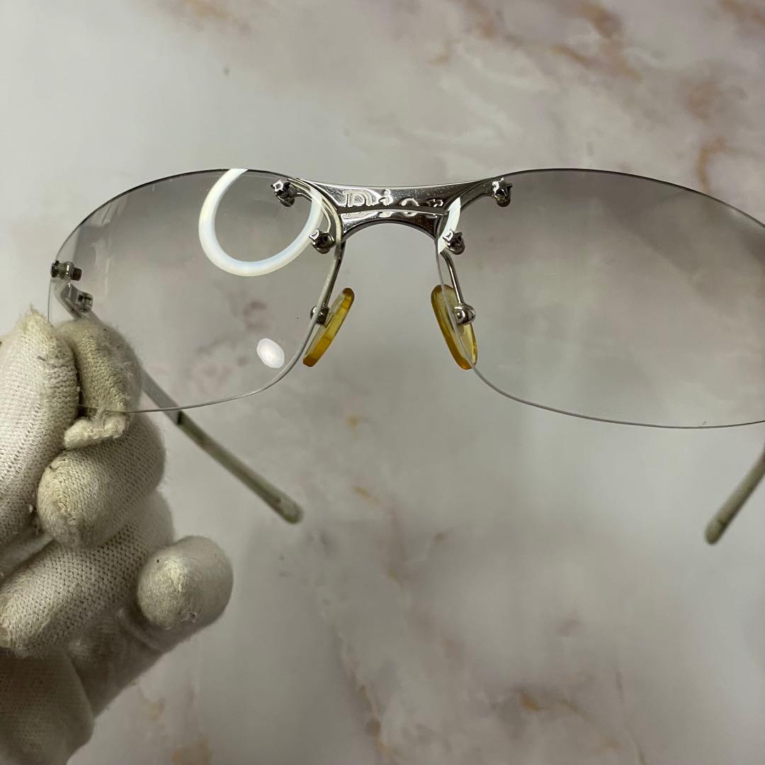 dior リムレス ツーポイント y2k レトロ モード サングラス ケース付き