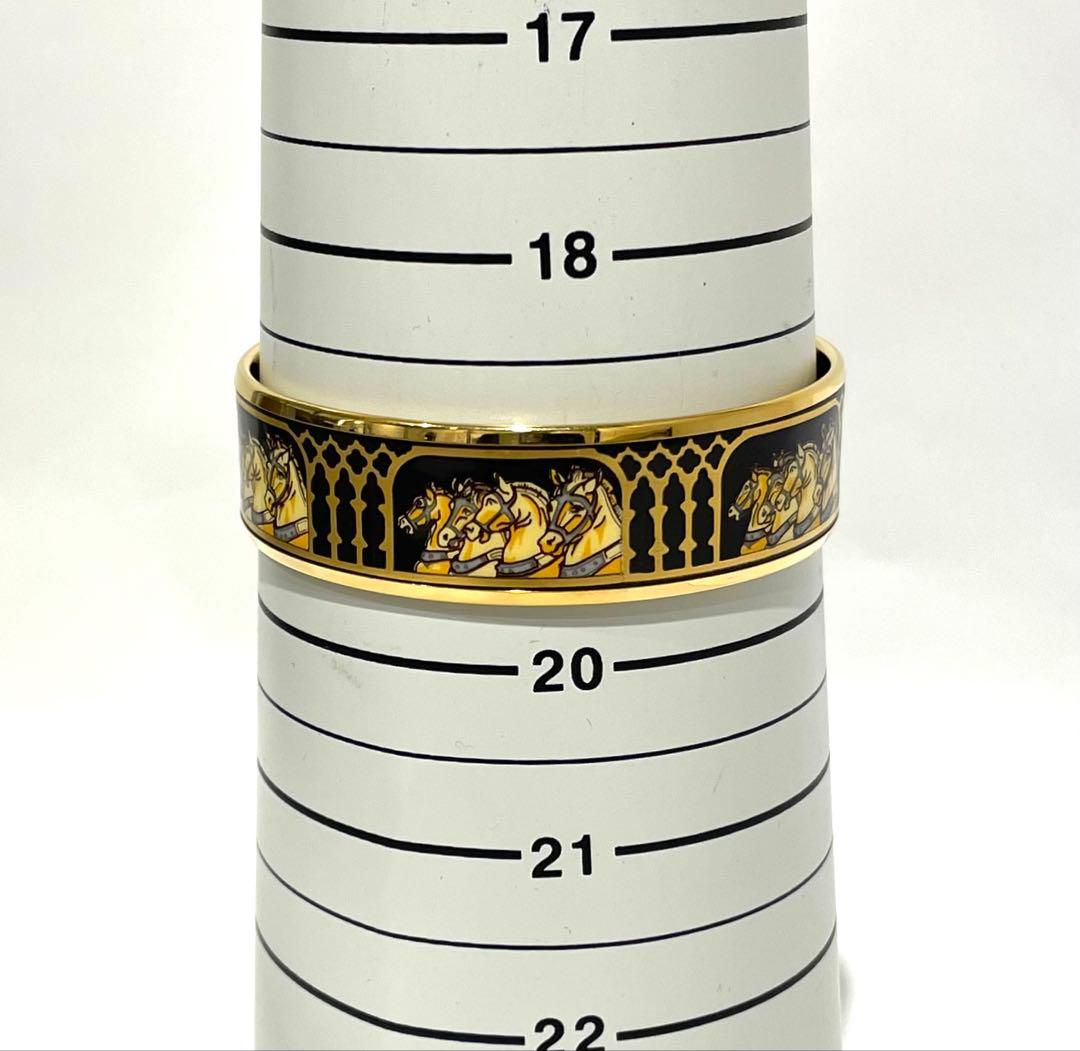 △HERMES エマイユ GM バングル 七宝焼き ゴールドカラー 馬柄