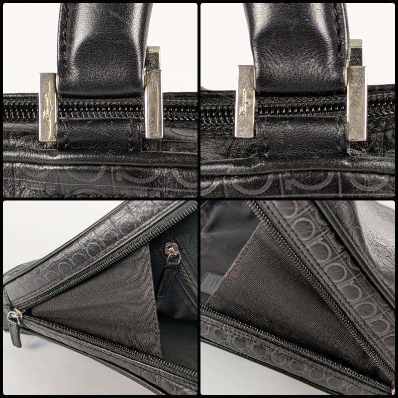 サルヴァトーレフェラガモ ビジネスバッグ A4収納 ガンチーニ レザー ブラック