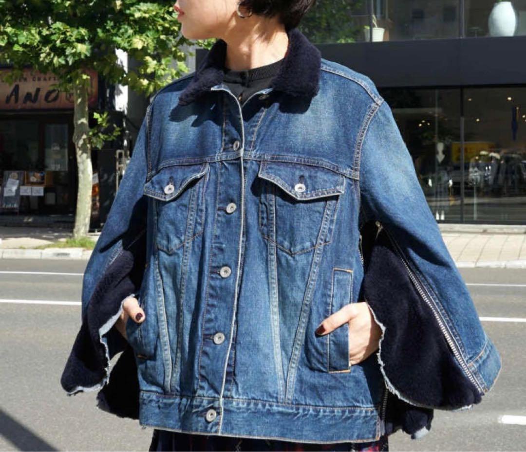 希少　タグ付き　sacai サカイ　ボアデニムジャケット　ジップ　Gジャン