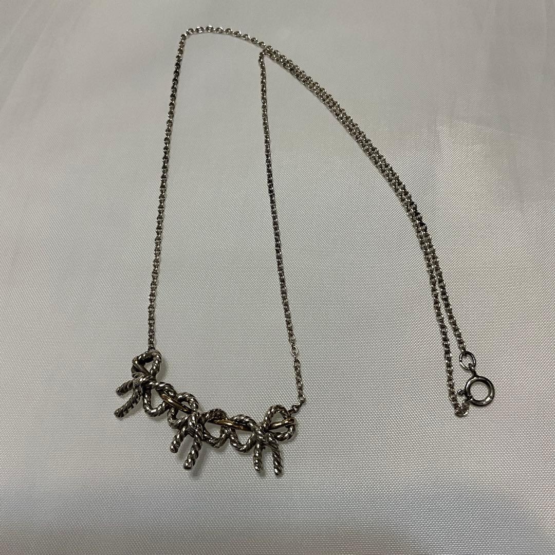 ティファニートリプルリボン、ネックレス、訳あり