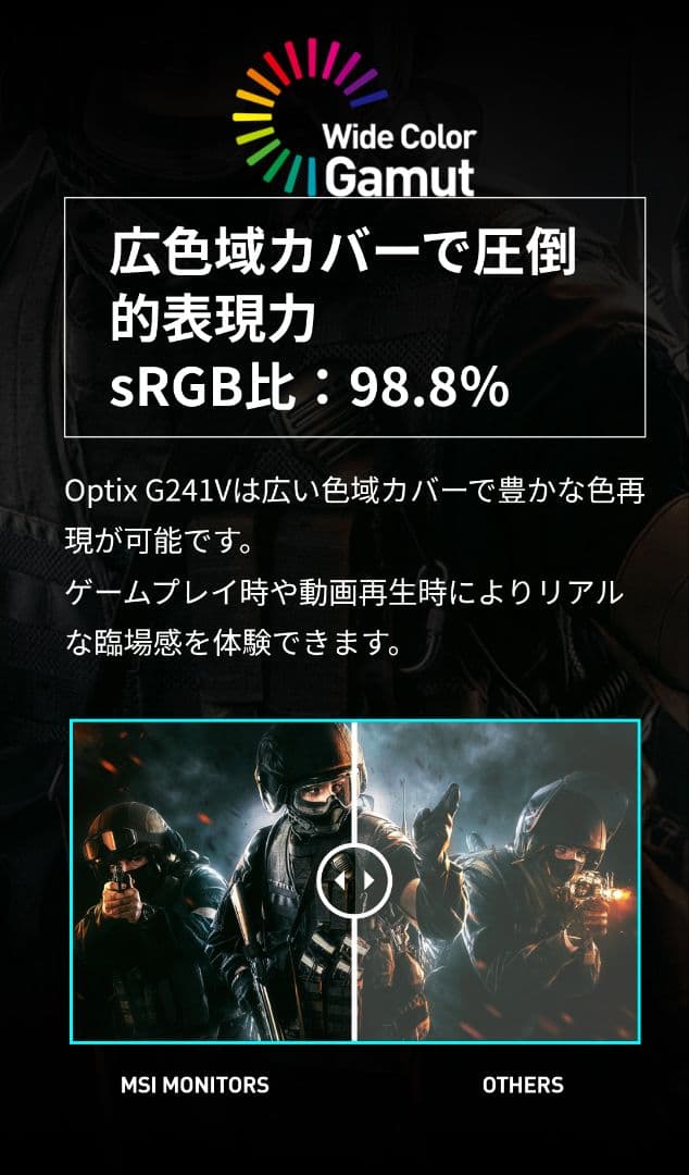 【美品】MSI OPTIX G241V 23.8インチ ゲーミングモニター本体①