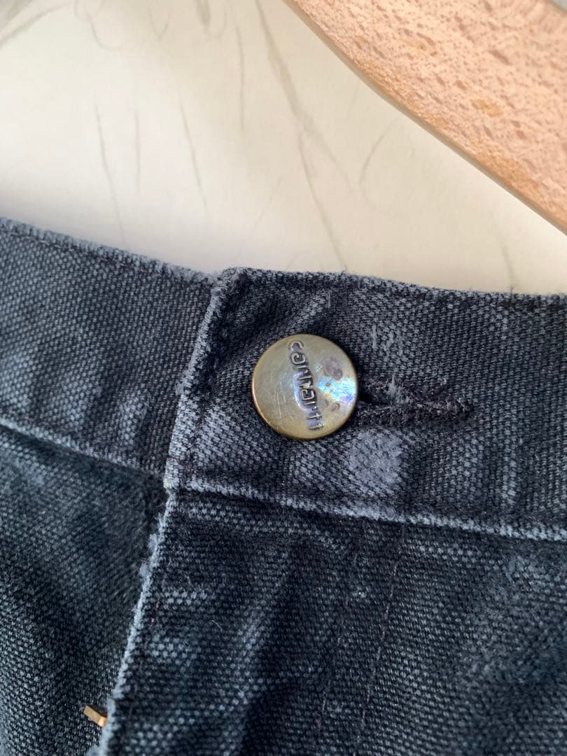 古着　Carhartt ダブルニー　デニム　ペイント　黒