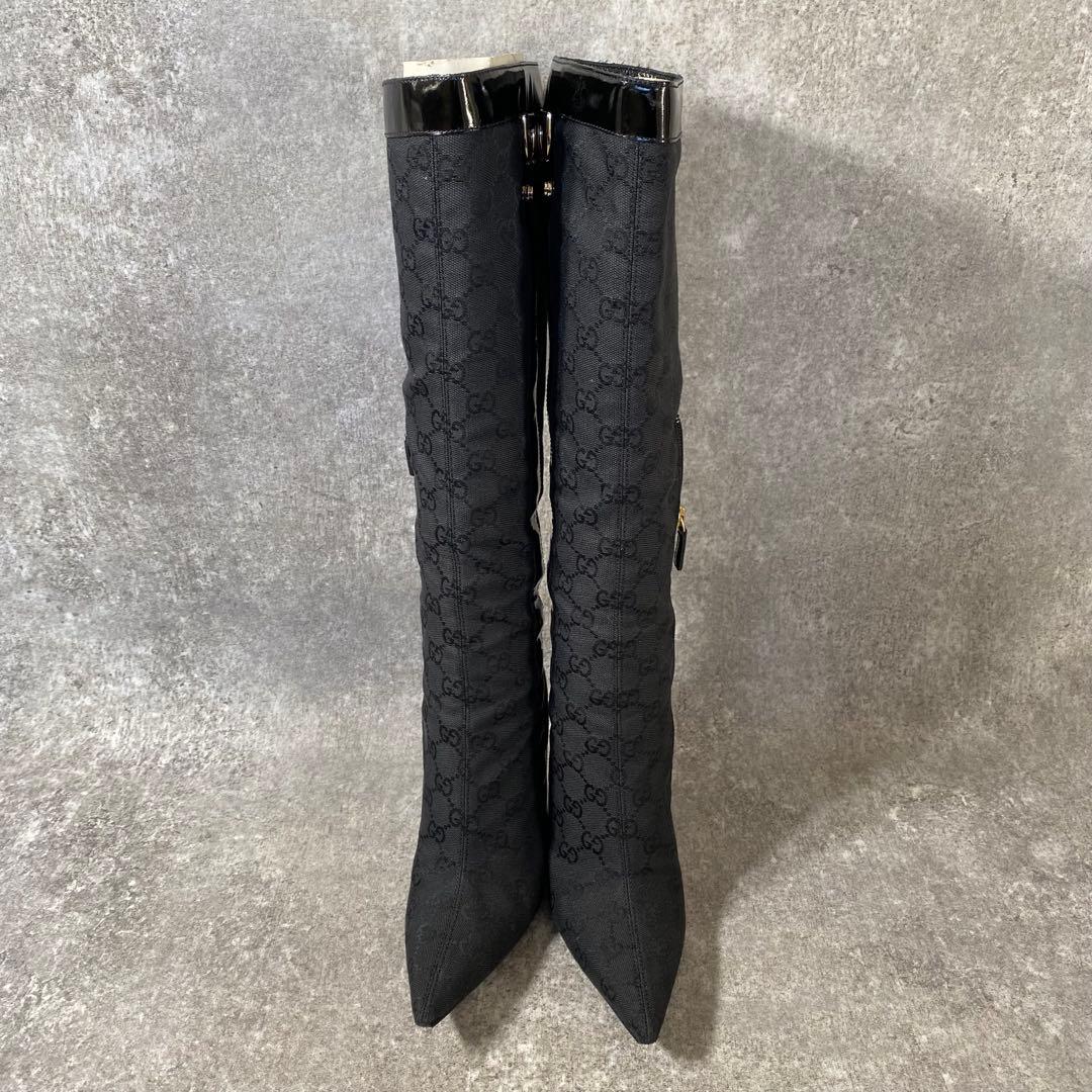 GUCCI グッチ　GGパターン モノグラム　ロングブーツ　ブラック 　22cm