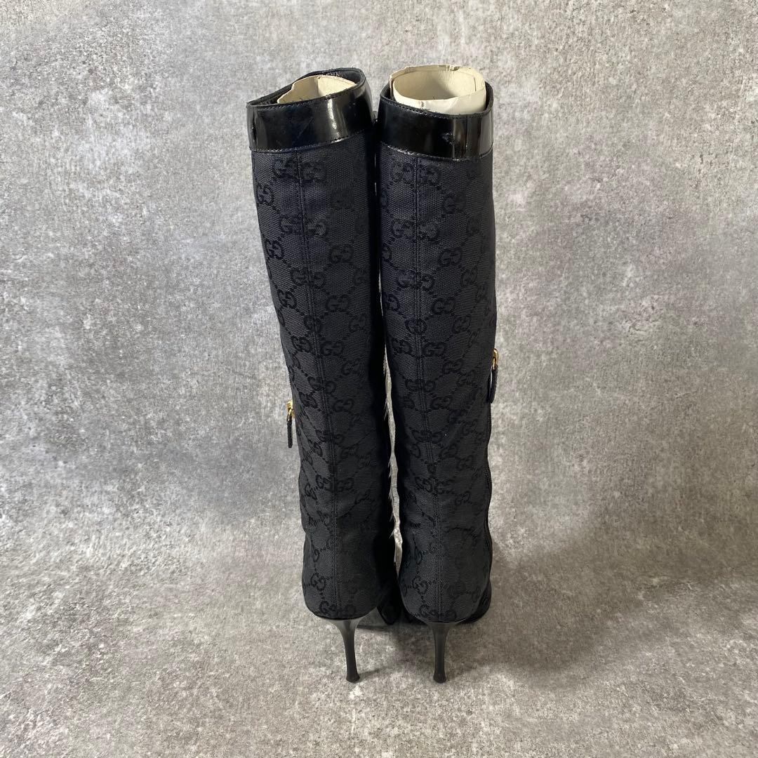 GUCCI グッチ　GGパターン モノグラム　ロングブーツ　ブラック 　22cm