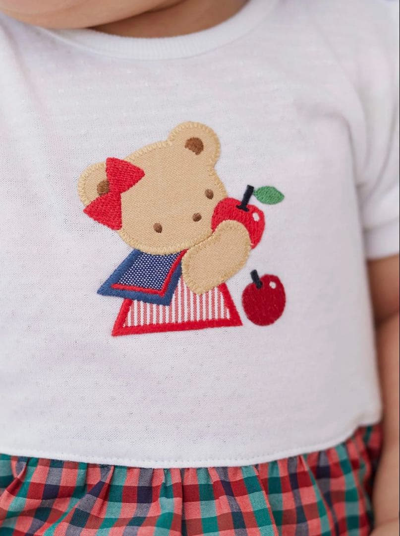 familiar ファミリア　新品　チェック柄ロンパース 70