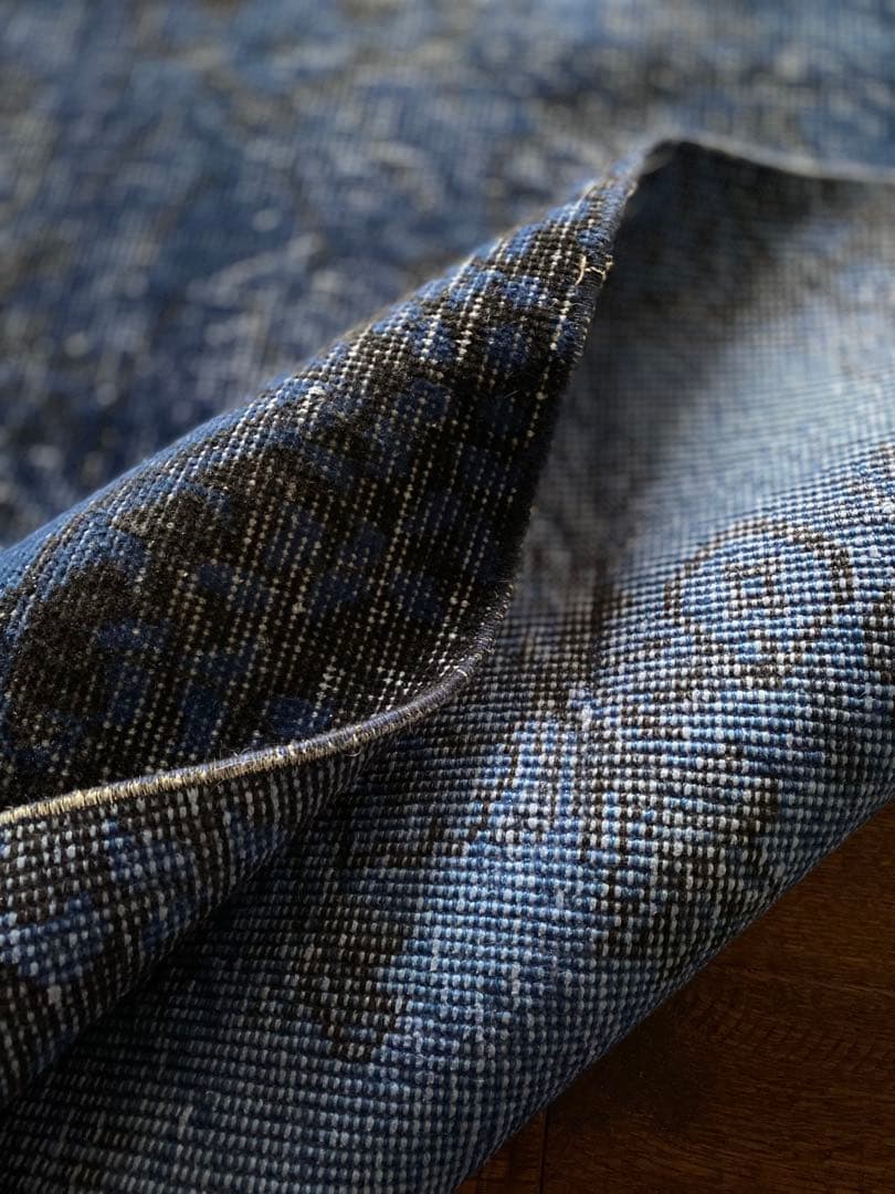 ブルーオーバーダイ　ヴィンテージラグ　トルコラグ