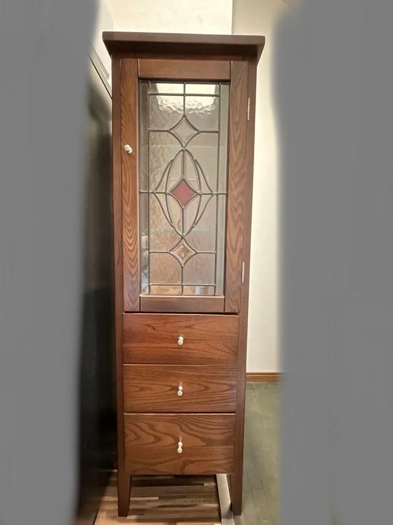 木製キャビネット ダークブラウン 3段引き出し