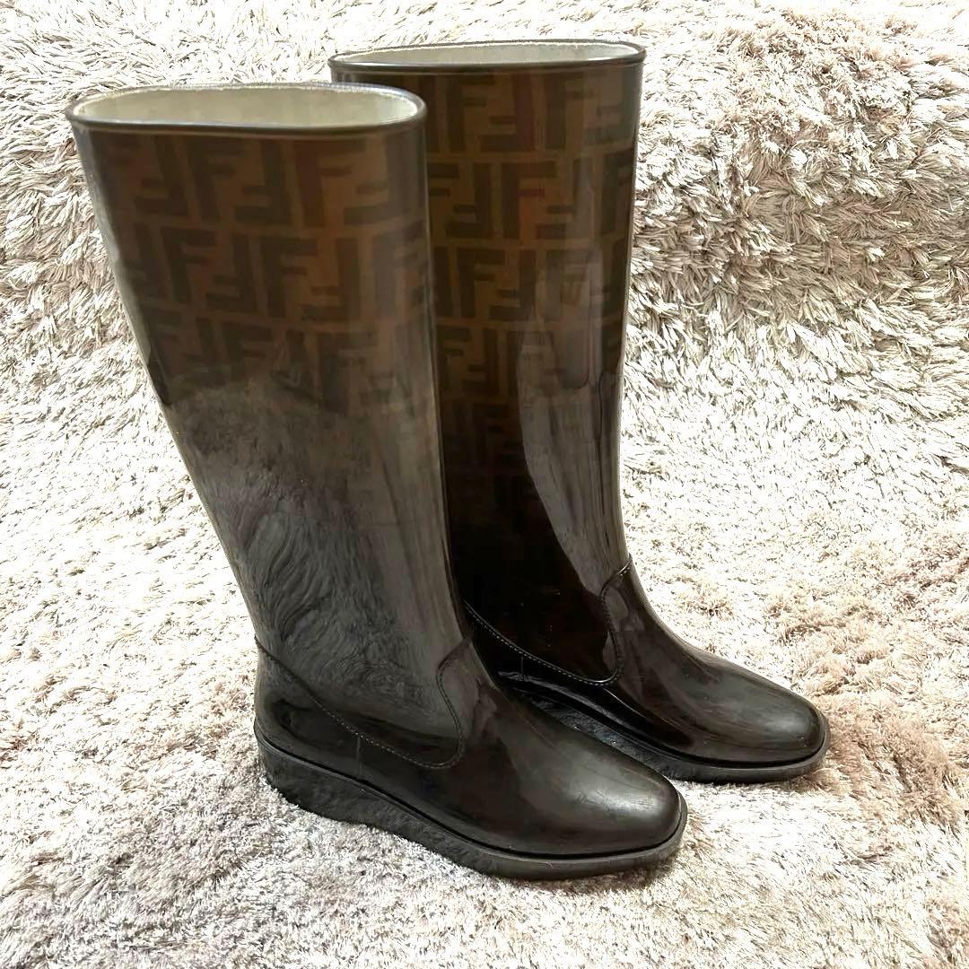 ✨美品✨ FENDI フェンディ レインブーツ 長靴 ズッカ柄 24.5 38