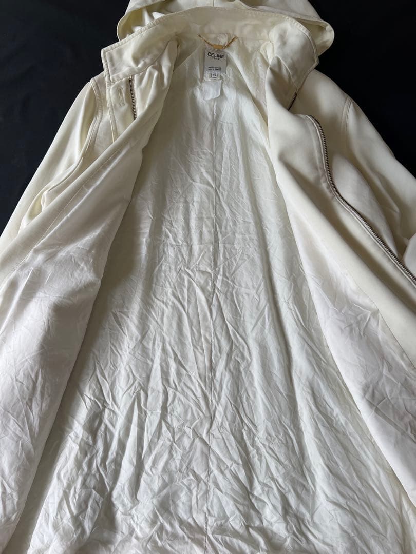 90s CELINE フーデッドコート ホワイト ヴィンテージ