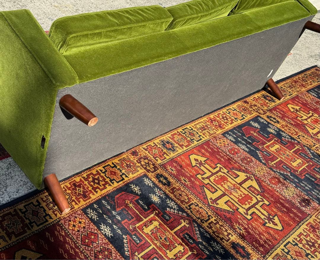 カリモク60 ロビーチェア 3シーター モケットグリーン ソファ 日本製