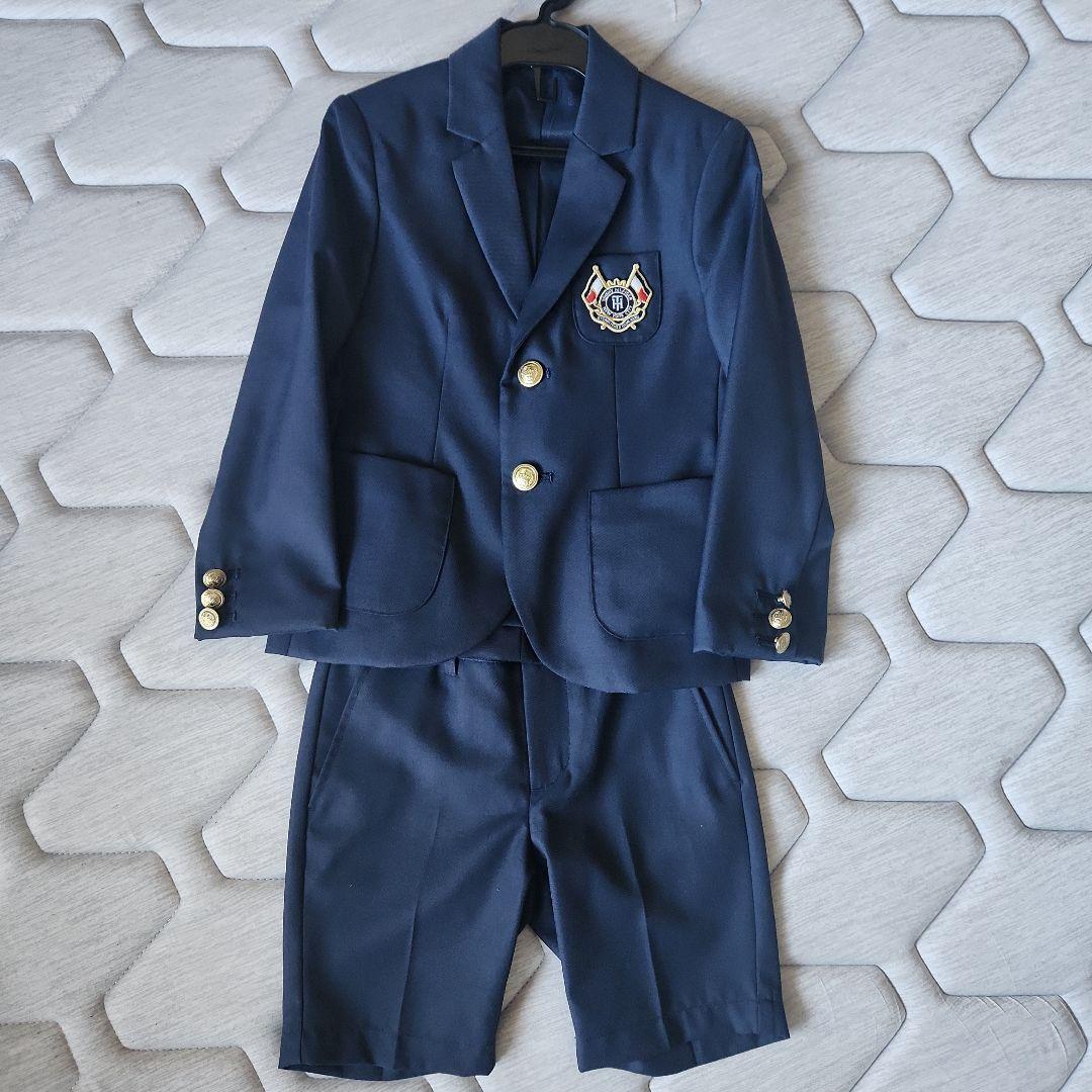  キッズ ネイビー ブレザーとショートパンツのセット