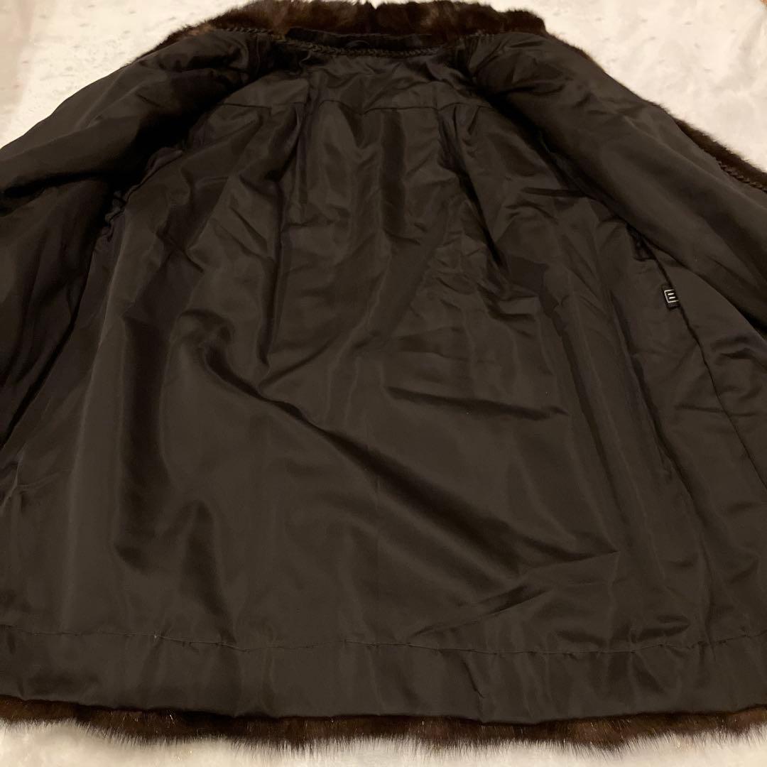 【美品】ミンクファーコート ライトブラウン系 ミドル丈 高級毛皮　艶やかL