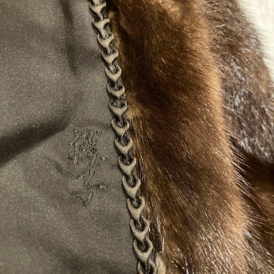 【美品】ミンクファーコート ライトブラウン系 ミドル丈 高級毛皮　艶やかL