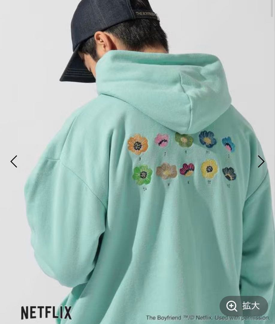 L ボーイフレンド ニコアンド コラボ フラワープルオーバーフーディー パーカー
