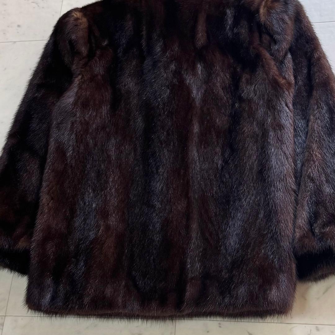 毛皮コート リアルファーコート ミンクファー ダークブラウン 11号