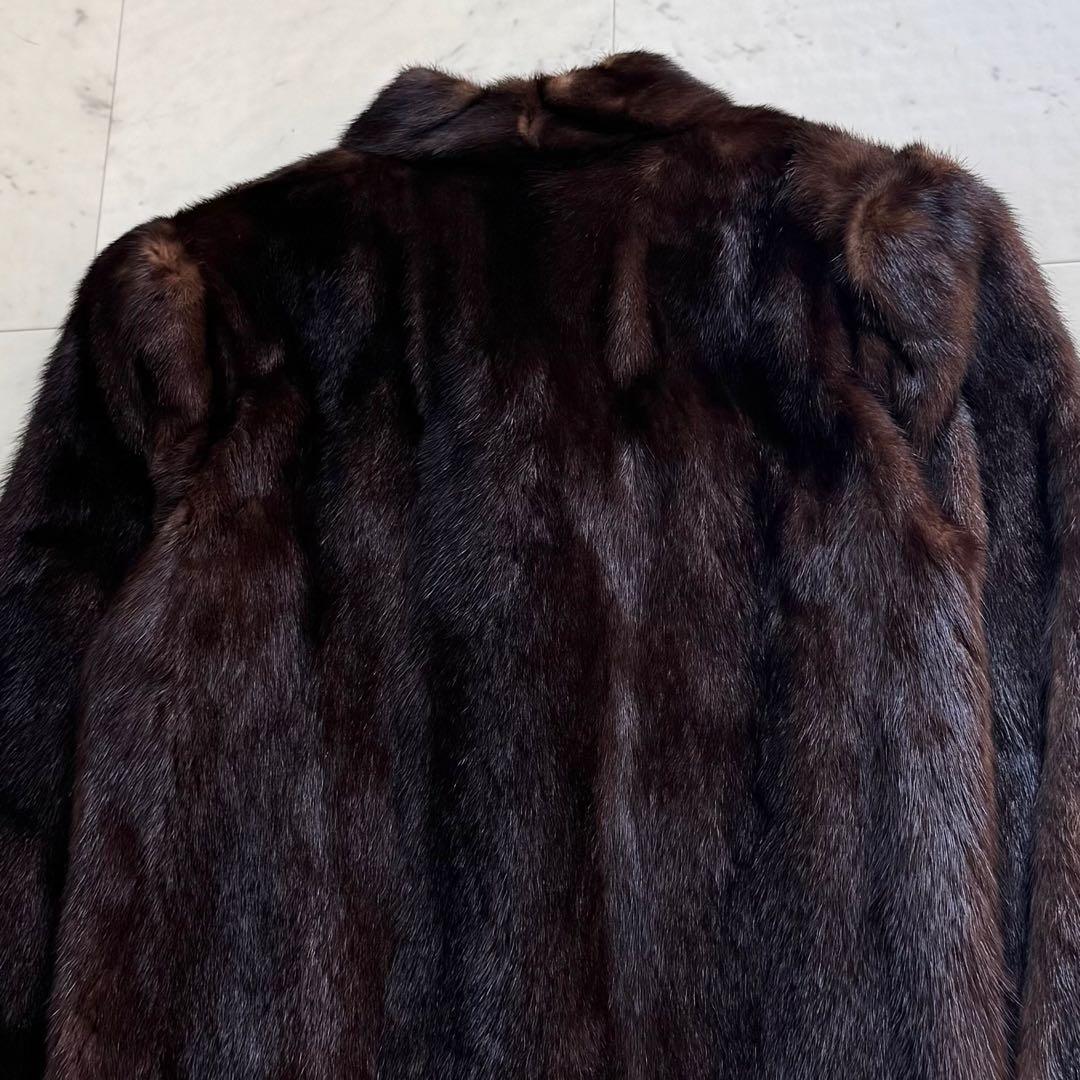 毛皮コート リアルファーコート ミンクファー ダークブラウン 11号