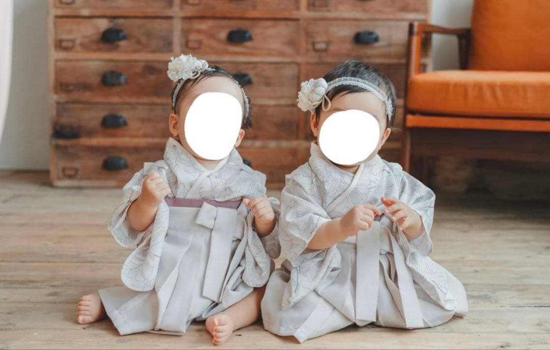 E*＊様 ベビー袴　女の子　tsukihana レン袴　ベビー着物　白　ホワイト