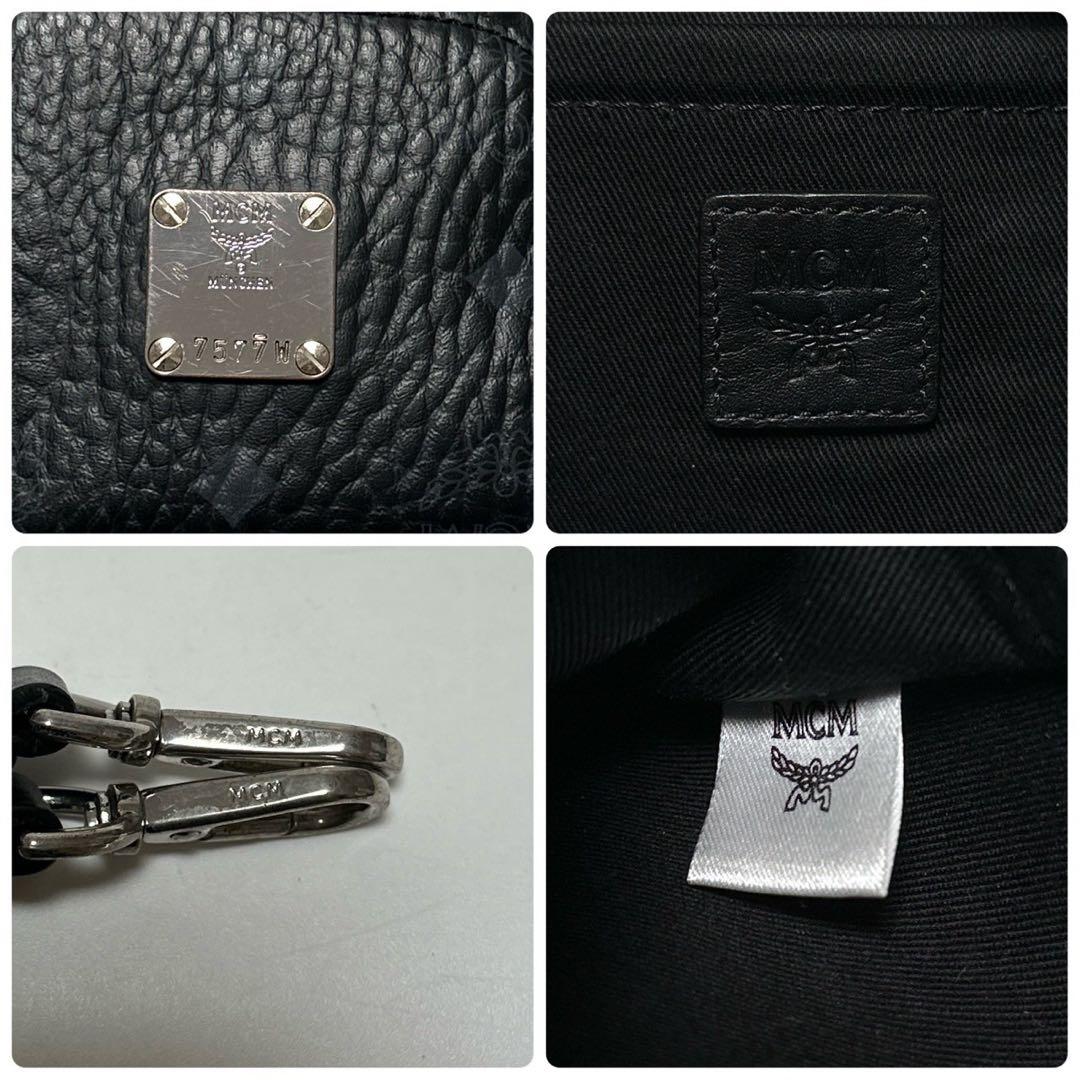 p17【極美品】MCM ヴィセトス柄　ブラック　レザー　ウエストバッグショルダー