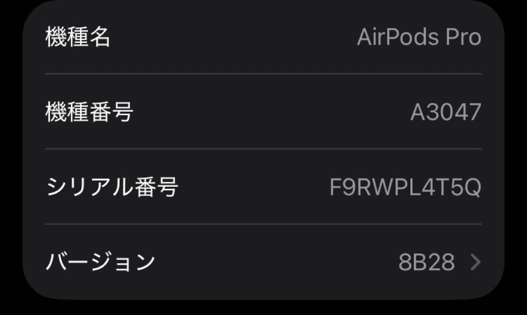 AirPods Pro 第2世代ケースA2968と右耳A3047