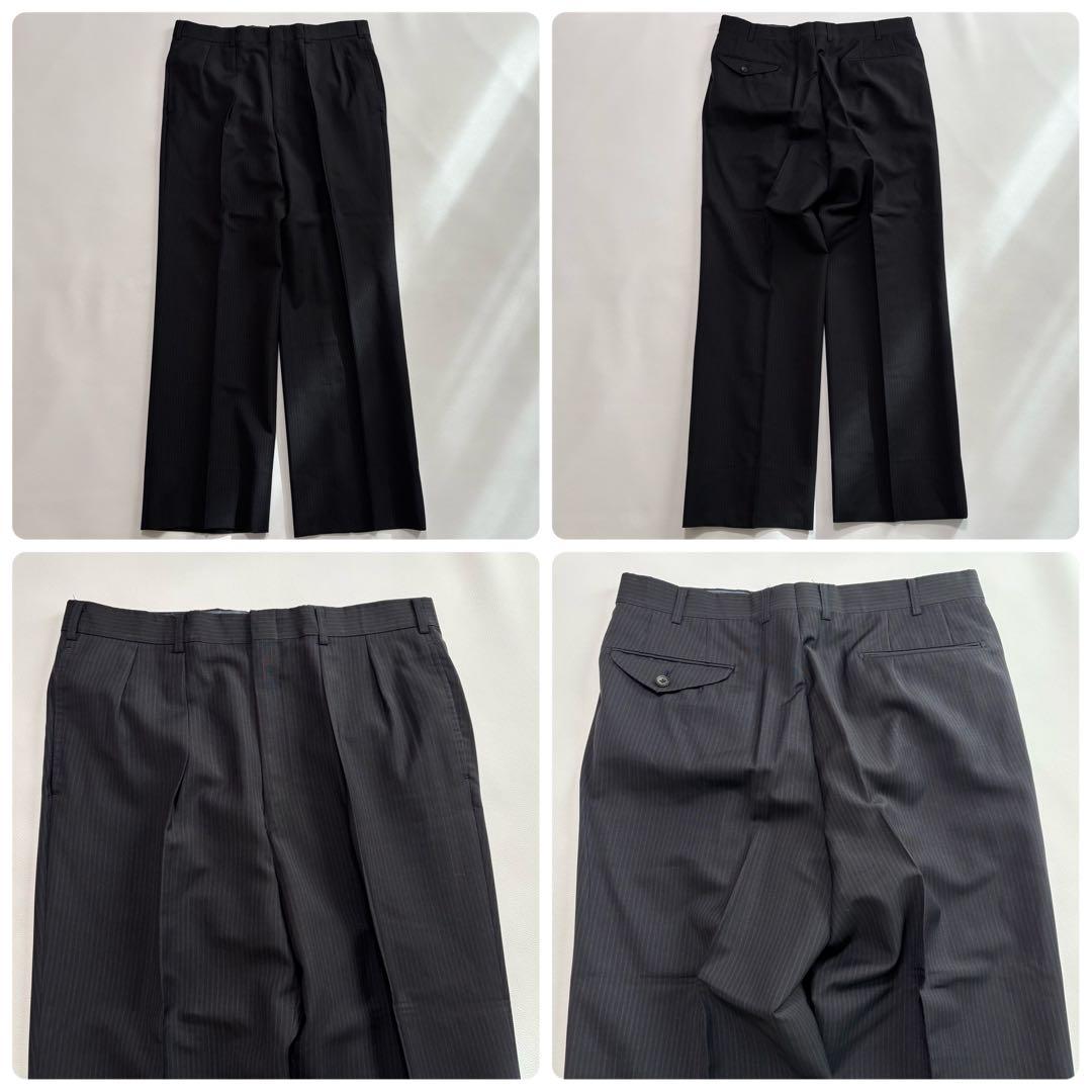 バーバリー スーツ セットアップ モヘヤ混 Lサイズ 黒 ビジネス ストライプ