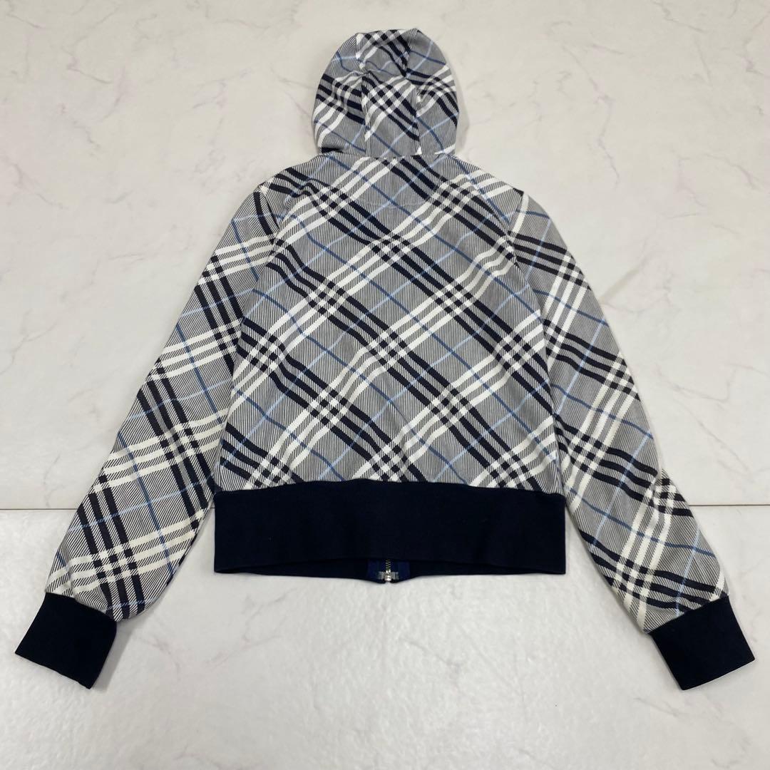 希少★バーバリーブルーレーベル ジップアップパーカー ノバチェック ロゴ刺繍38