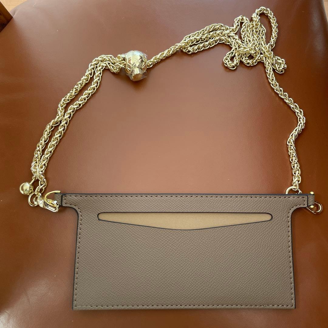 シャネル 長財布 キャビアスキン ベージュ ショルダーストラップ付き