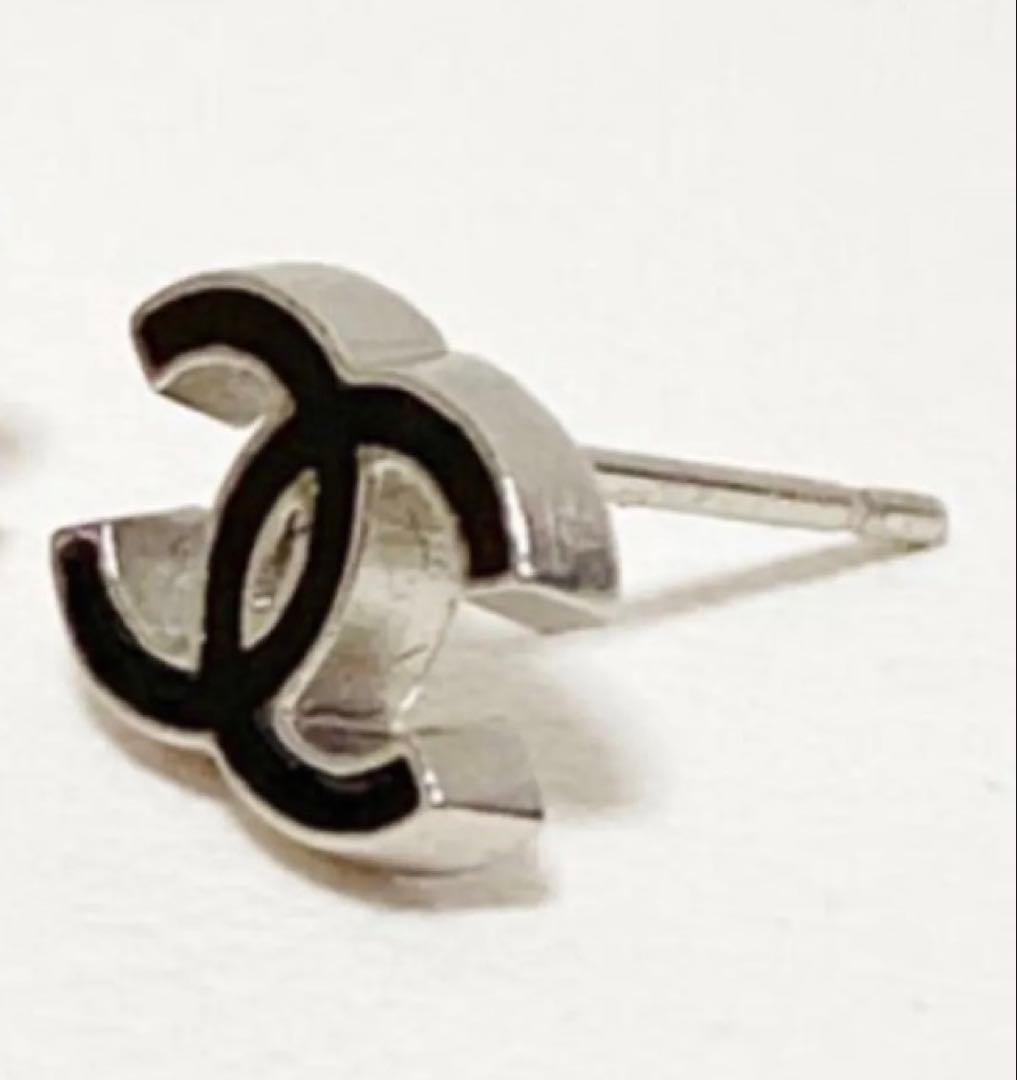 極美品 CHANEL シャネル ピアス 片方のみ 正規品 ブラック シルバー