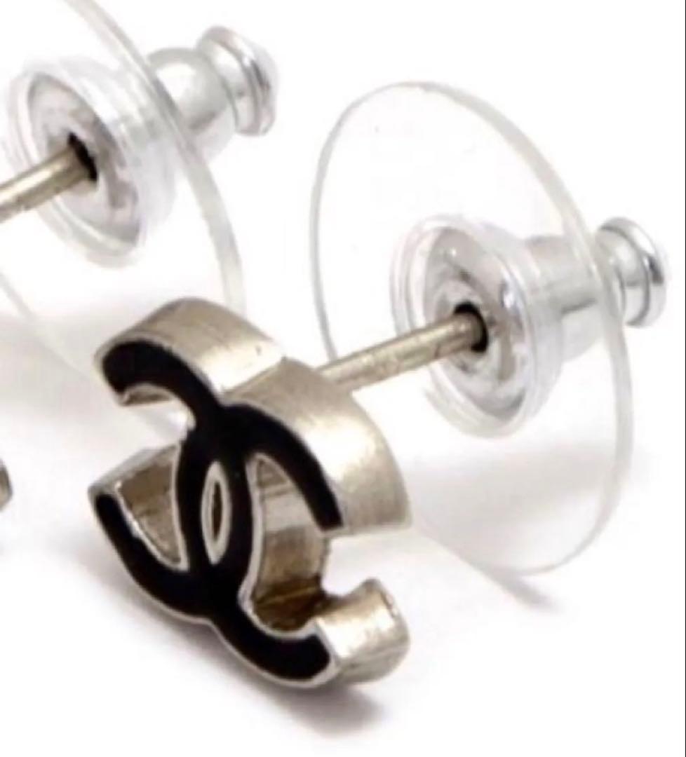 極美品 CHANEL シャネル ピアス 片方のみ 正規品 ブラック シルバー