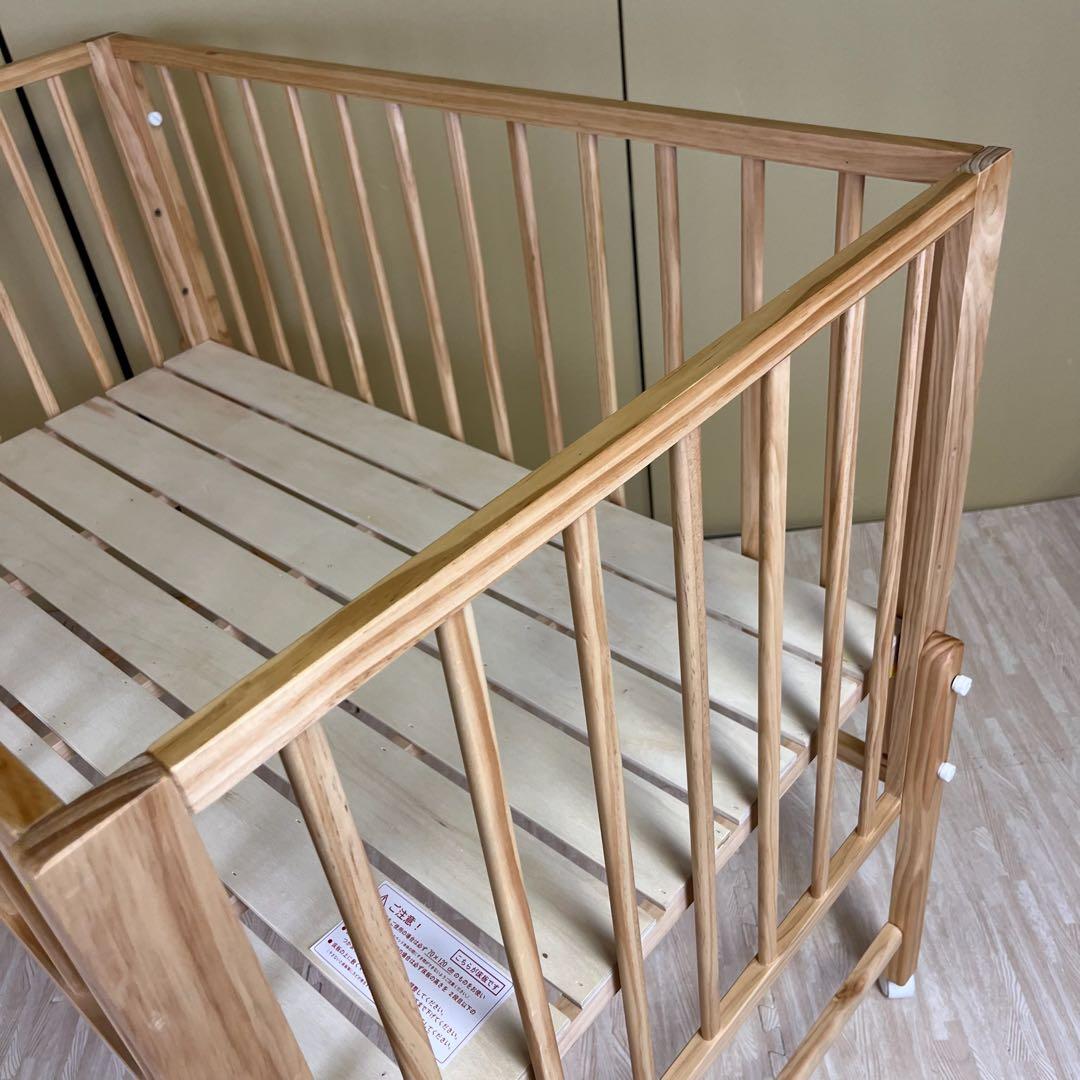 除菌清掃済　☆美品☆　大和屋　キホン　ベビーベッド　ナチュラル　上下すのこ