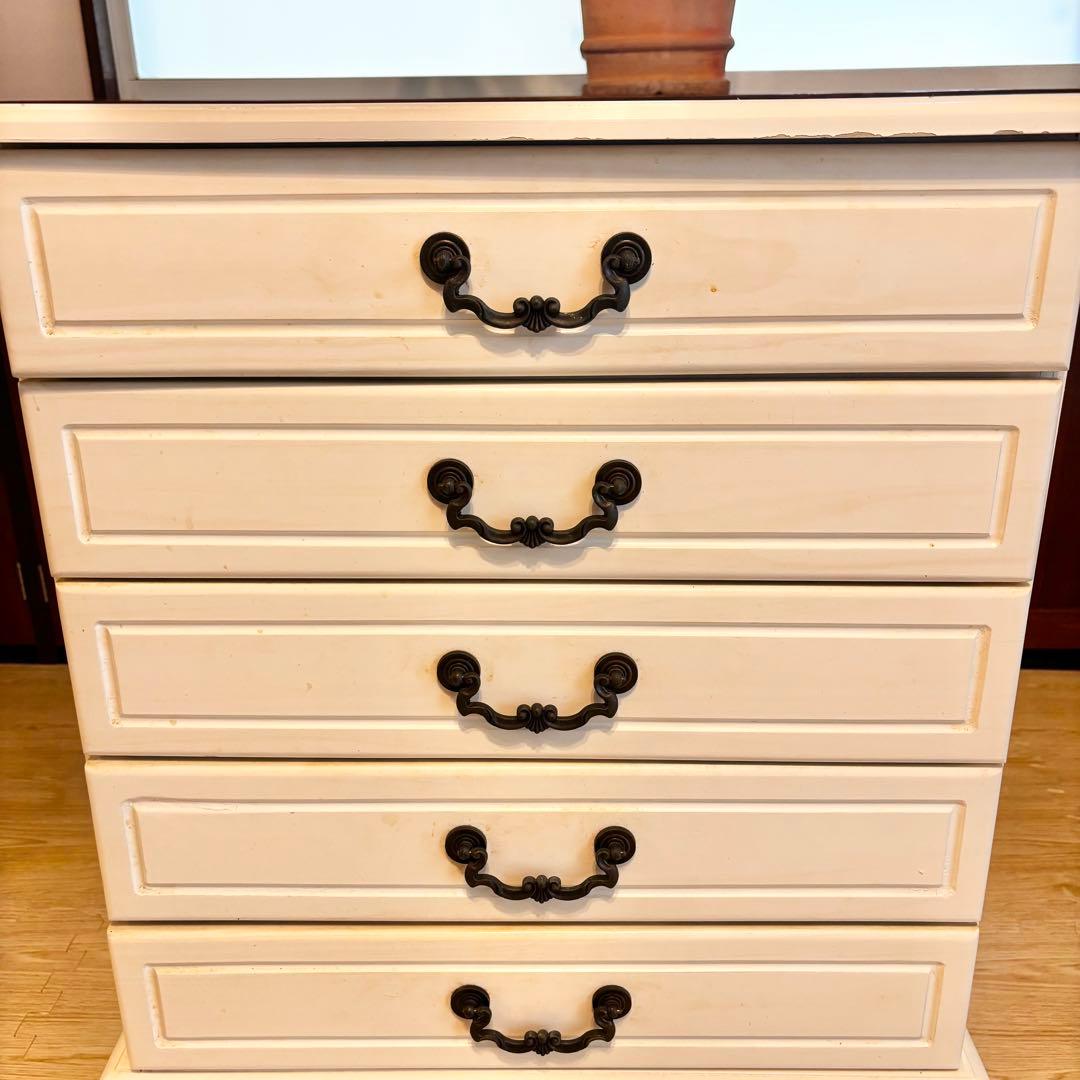 ロマンティックプリンセス 4段チェスト 姫家具 アンティーク ロココ ホワイト