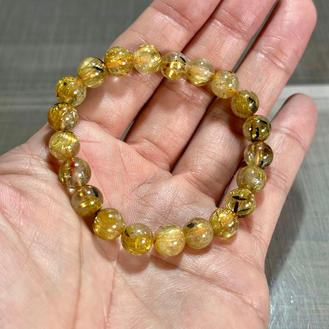 金運強　太陽放射ルチルブレスレット　ヘマタイト　ルチルクォーツ　2-1