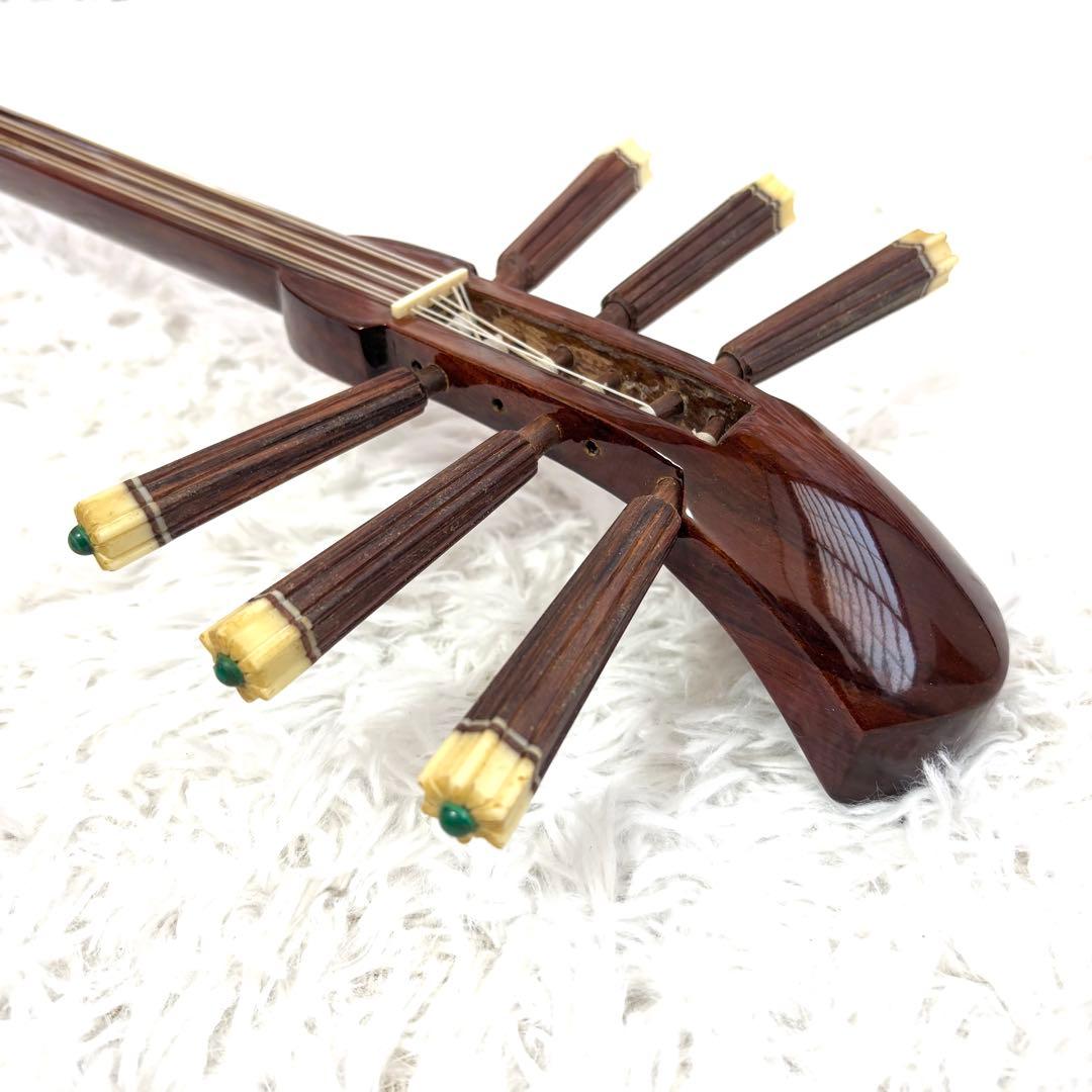 希少6弦✨美品✨沖縄 六線三線 本蛇皮 三味線 ハードケース 演奏可能