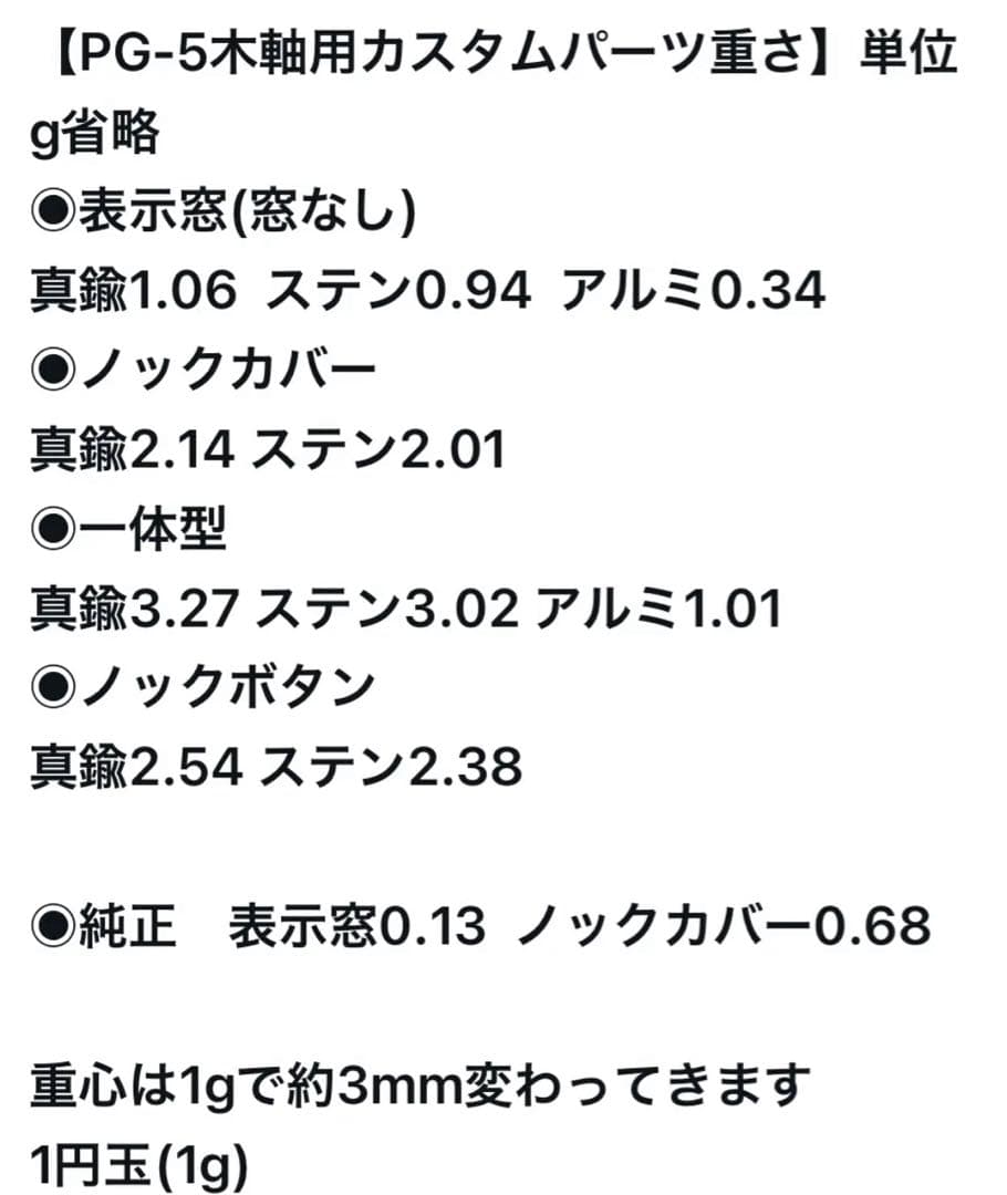 どるふぃん　127ケヤキPG-5用カスタム木軸　低重心テーパー