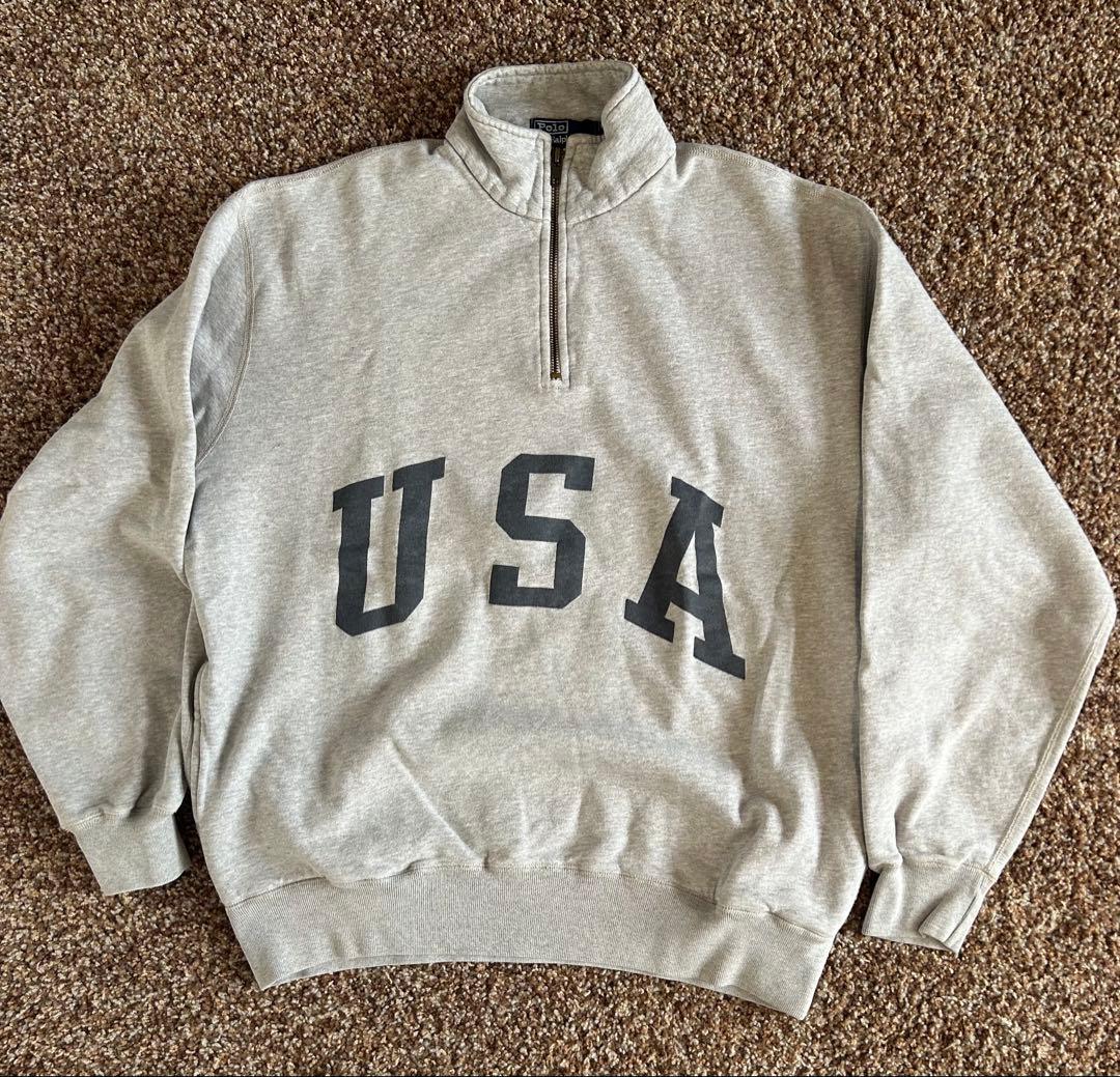 【90s】Polo by Ralph Lauren USAハーフジップスウェット