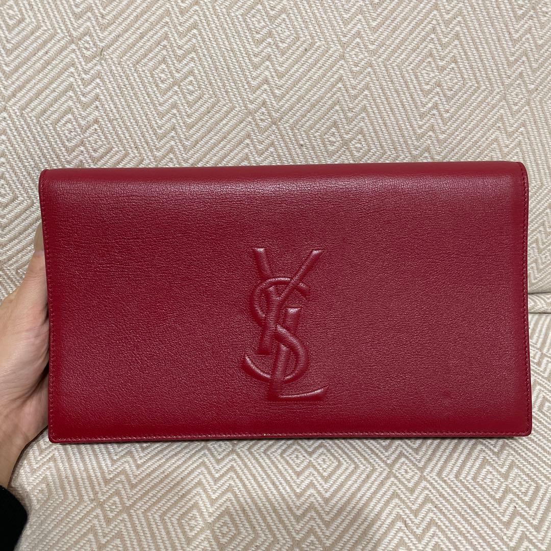 YSL レザー 赤 クラッチバッグ 保存袋付き