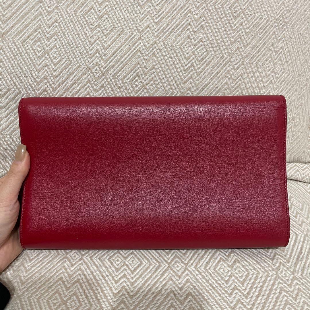 YSL レザー 赤 クラッチバッグ 保存袋付き